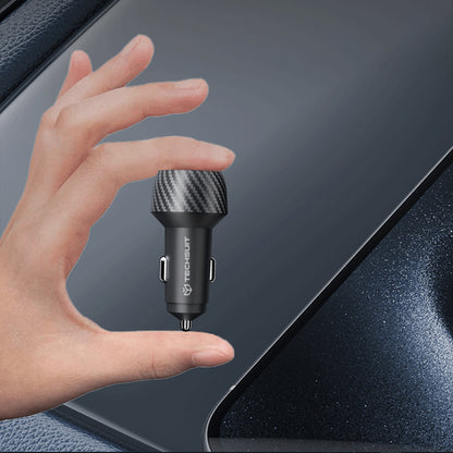 Incarcator Auto Techsuit C7 CarbonVolt, 48W, 3A, 1 x USB-A - 1 x USB-C, Negru