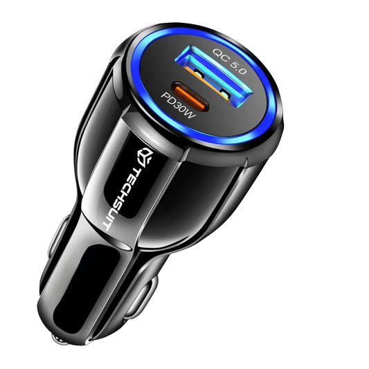 Incarcator Auto Techsuit TE-022 Premium, 60W, 3A, 1 x USB-A - 1 x USB-C, Negru
