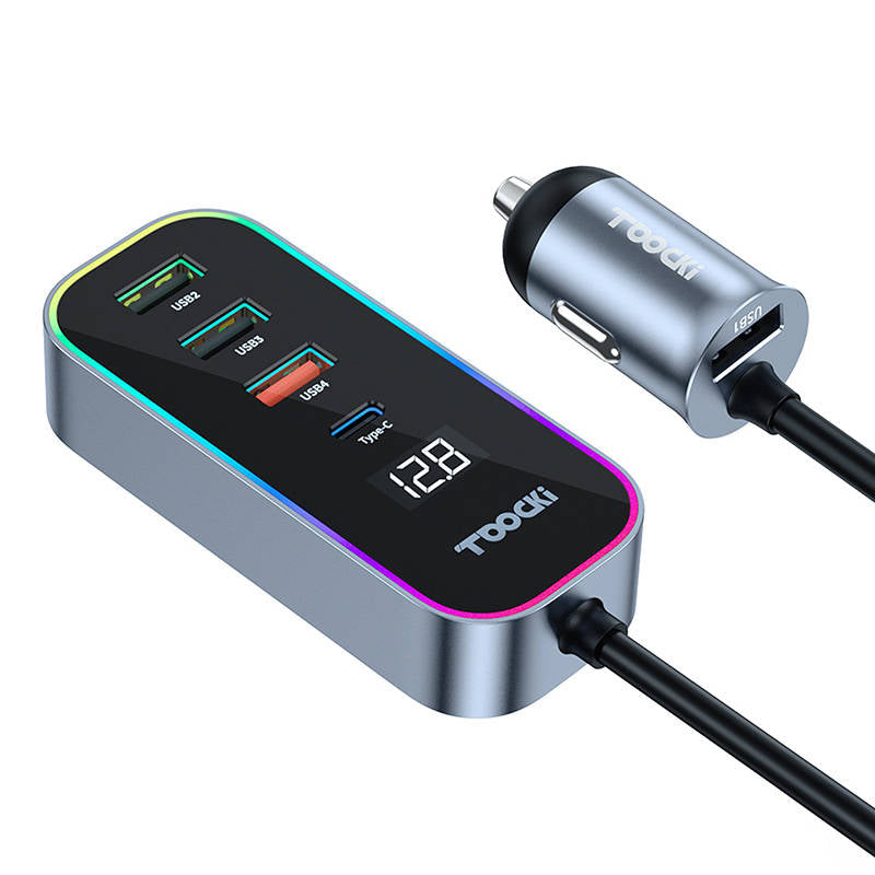 Toocki Ładowarka samochodowa 4A+1C, 105W, 3A, 1 x USB-C - 4 x USB-A, czarna TCC4A 1C-XC0G TCC4A 1C-XC0G 