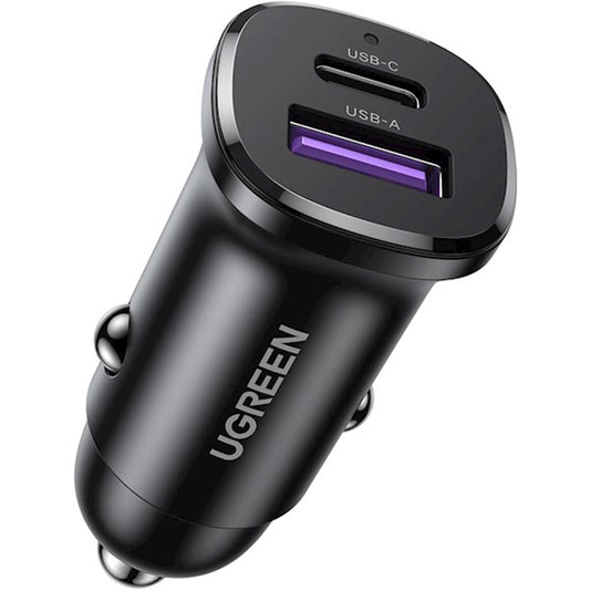 Incarcator Auto UGREEN EC305, 30W, 3A, 1 x USB-A - 1 x USB-C, Negru