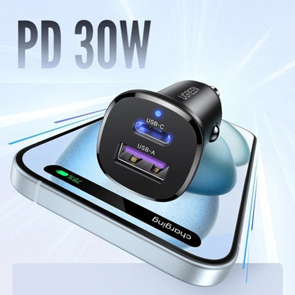 Incarcator Auto UGREEN EC305, 30W, 3A, 1 x USB-A - 1 x USB-C, Negru