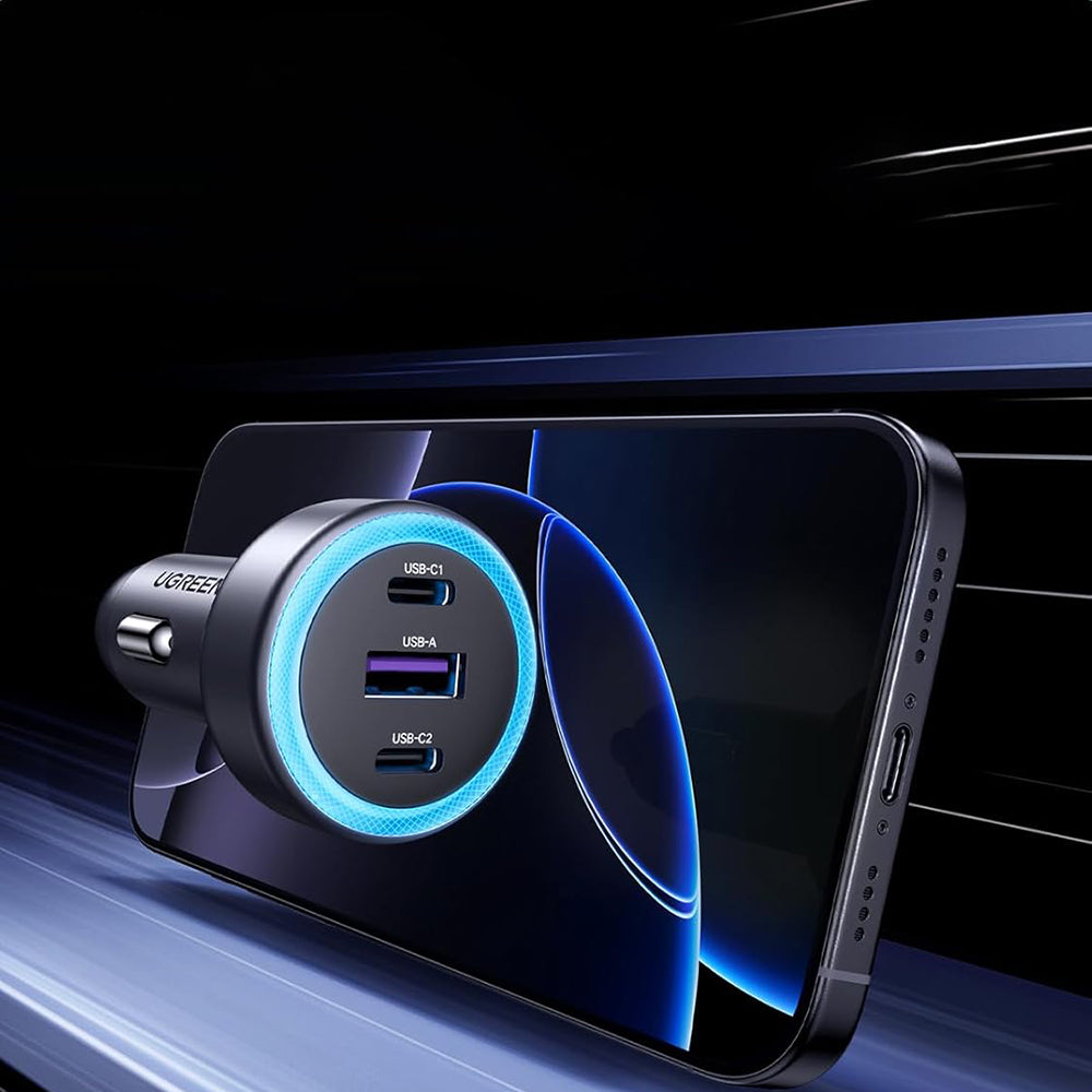 Incarcator Auto UGREEN EC307, 30W, 3A, 1 x USB-A - 2 x USB-C, Gri