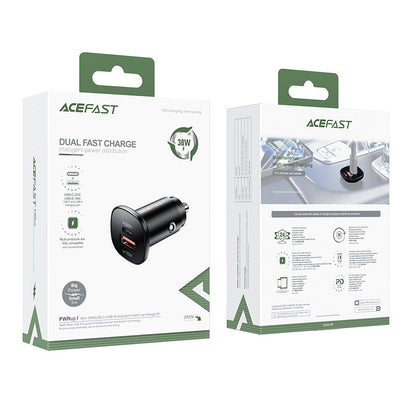 Incarcator Auto Acefast B1, 38W, 3A, 1 x USB-A - 1 x USB-C, Negru