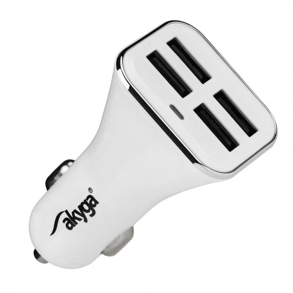 Incarcator Auto Akyga AK-CH-09, 10W, 2A, 4 x USB-A, Alb