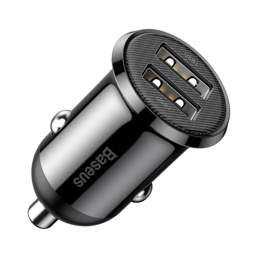 Ładowarka samochodowa Baseus Grain Pro, 24W, 2.4A, 2 x USB-A, czarna CCALLP-01