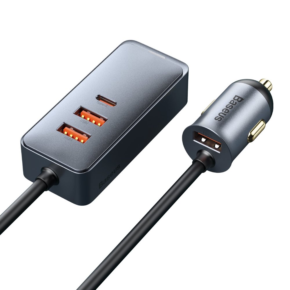 Ładowarka samochodowa Baseus Share Together, 120 W, 3 A, 3 x USB-A - 1 x USB-C, szara CCBT-B0G