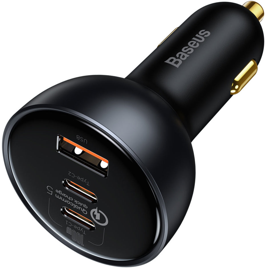 Incarcator Auto cu Cablu USB-C Baseus Qualcomm, 160W, 3A, 2 x USB-A, Gri TZCCZM-0G