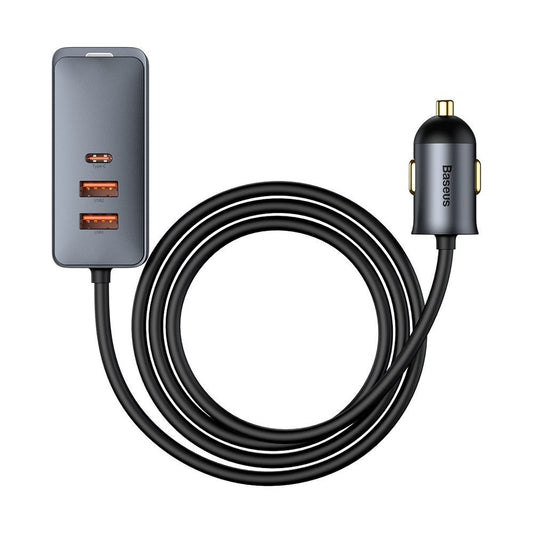 Ładowarka samochodowa Baseus Share Together, 120 W, 3 A, 3 x USB-A - 1 x USB-C, szara CCBT-B0G