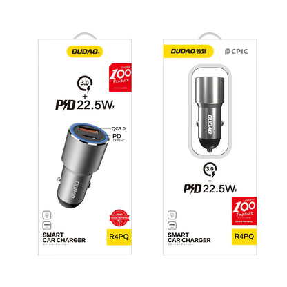 Incarcator Auto Dudao R4PQ, 22.5W, 3A, 1 x USB-A - 1 x USB-C, Gri
