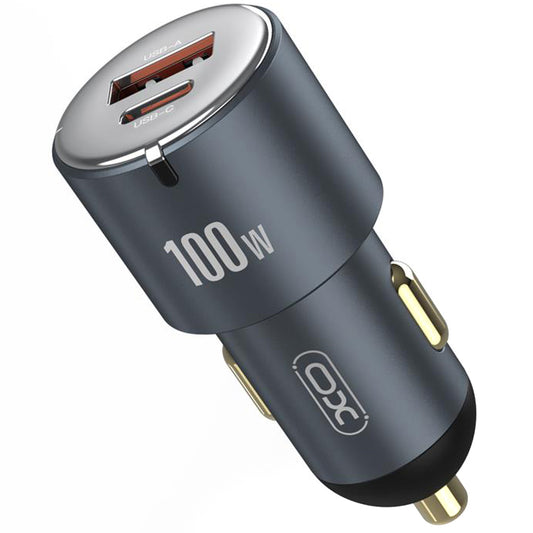 Incarcator Auto XO Design CC47, 100W, 3.25A, 1 x USB-A - 1 x USB-C, Gri