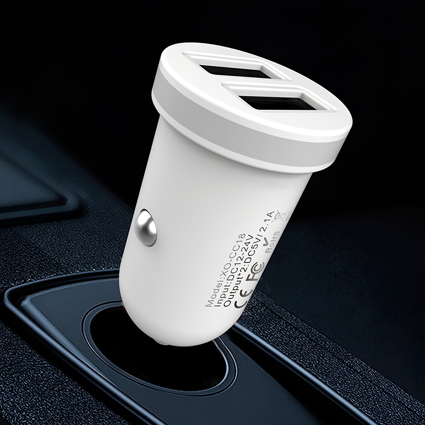 Incarcator Auto XO Design CC-18, 10.5W, 2.1A, 2 x USB-A, Alb