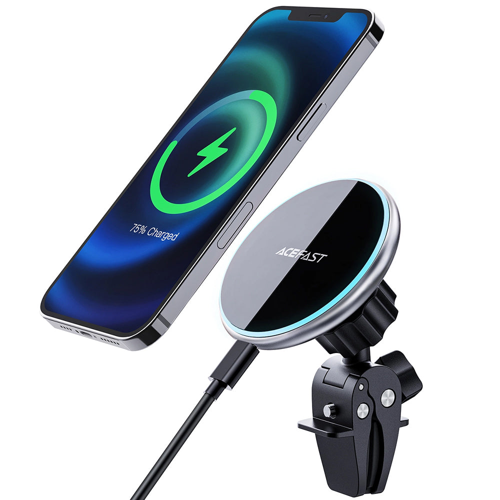 Incarcator Auto Wireless Acefast D3, 15W, 1.67A, Argintiu