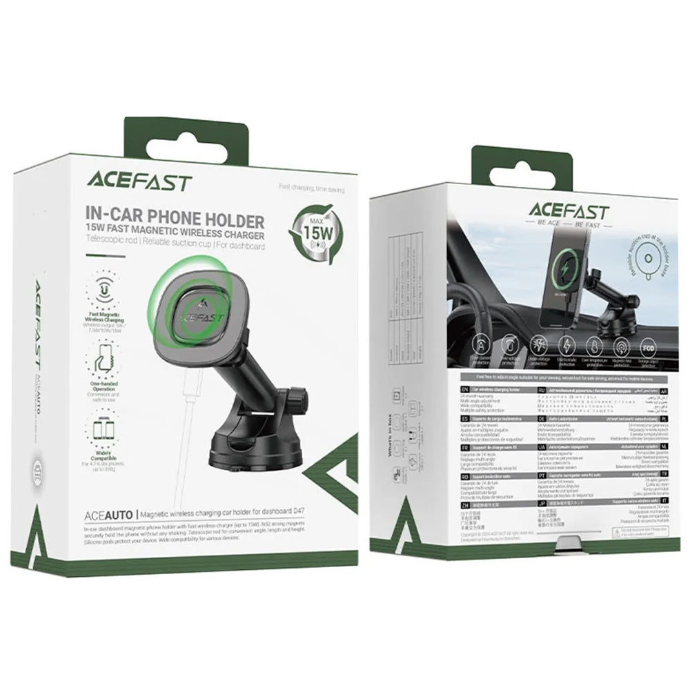 Incarcator Auto Wireless Acefast D47, 15W, 1.67A, Negru