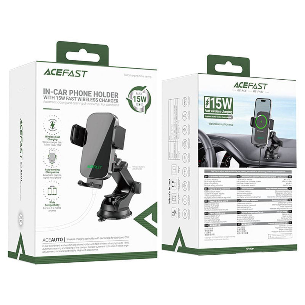 Incarcator Auto Wireless Acefast D53, 15W, 1.67A, Negru