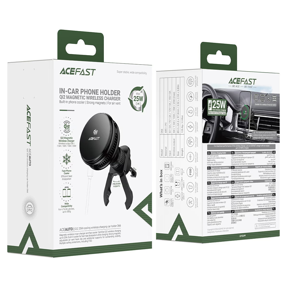 Incarcator Auto Wireless Acefast D66, 25W, Negru