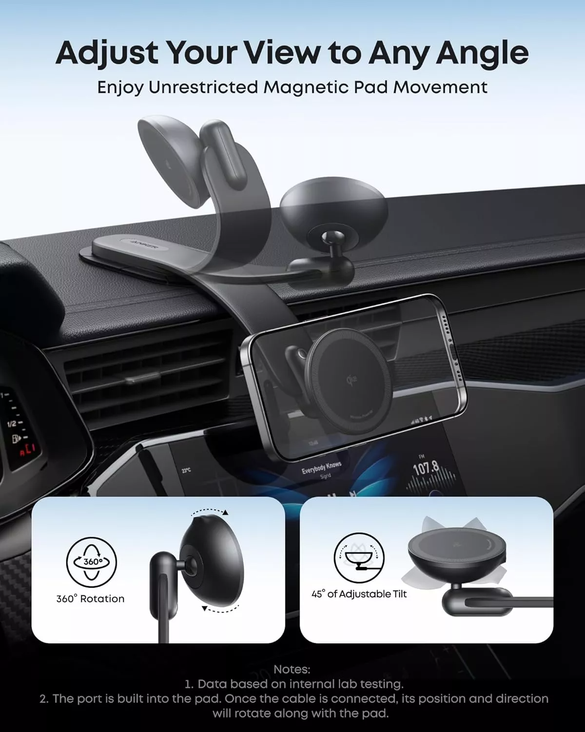 Incarcator Auto Wireless Anker Nano, 15W, 1.67A, Negru B2216H11