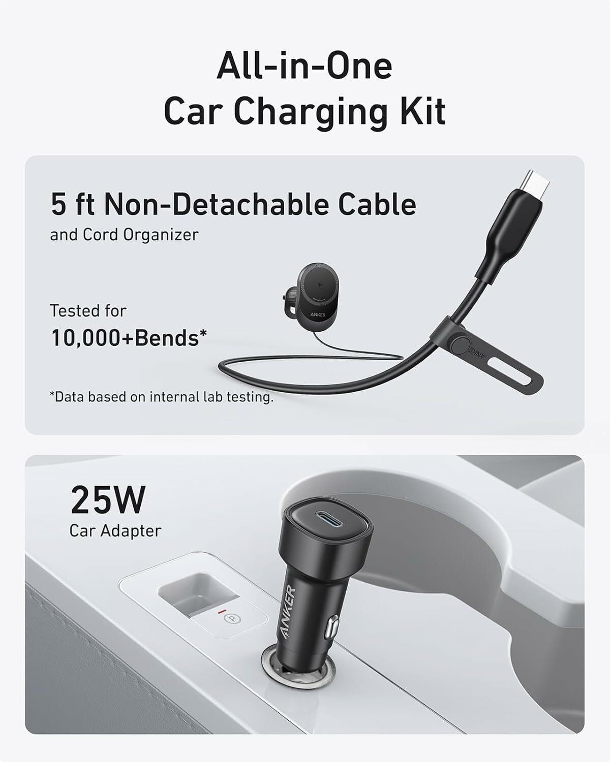 Incarcator Auto Wireless Anker MagGo, 15W, 1.67A, Negru B2932G11