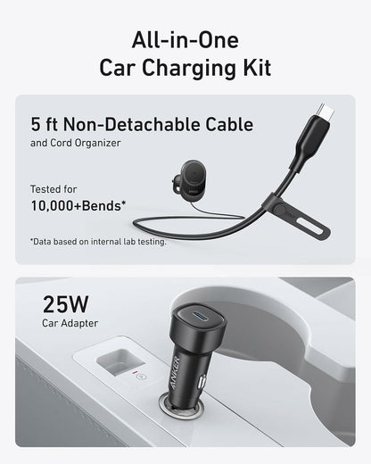 Incarcator Auto Wireless Anker MagGo, 15W, 1.67A, Negru B2932G11