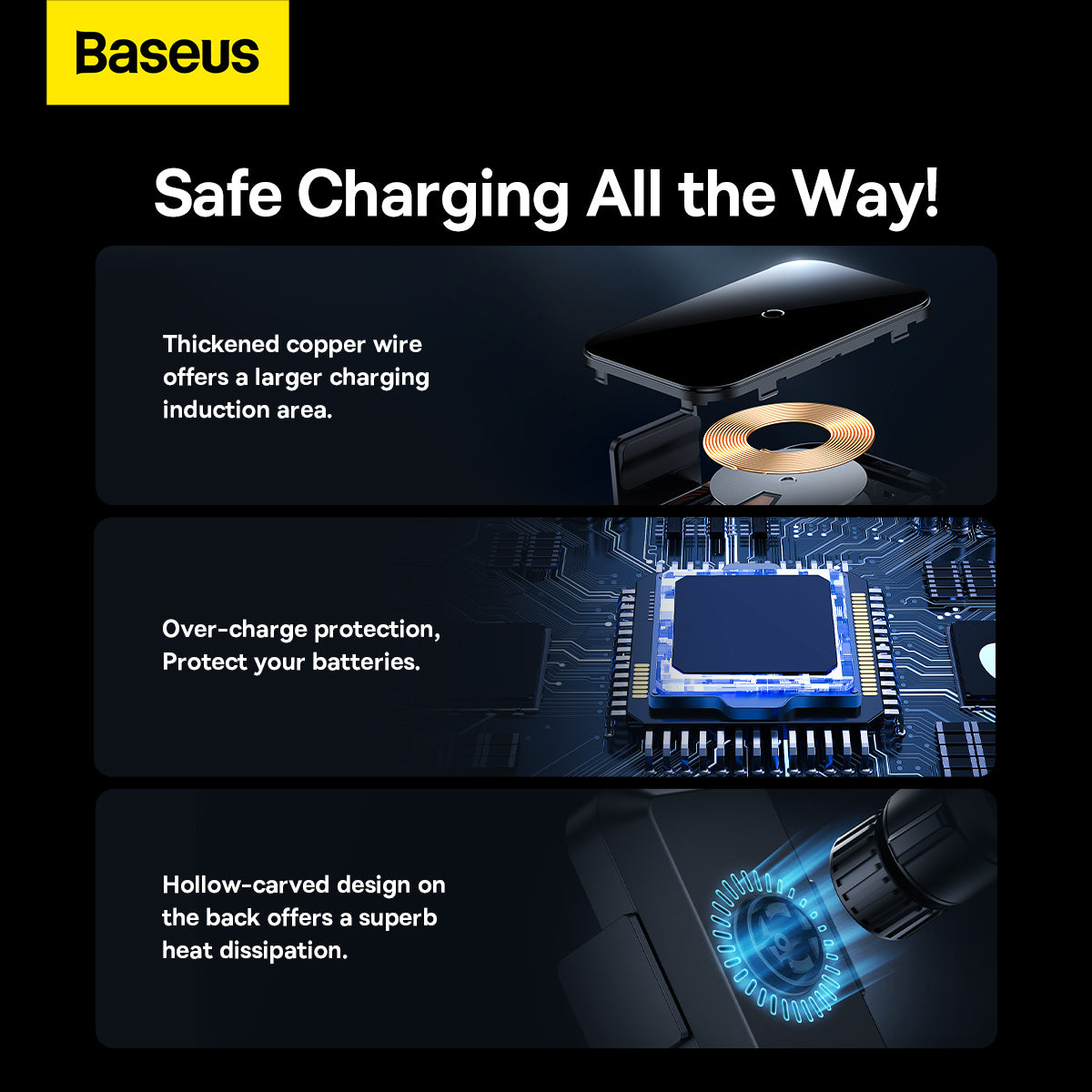 Incarcator Auto Wireless Baseus Halo, 15W, 1.67A, Negru SUDD000001