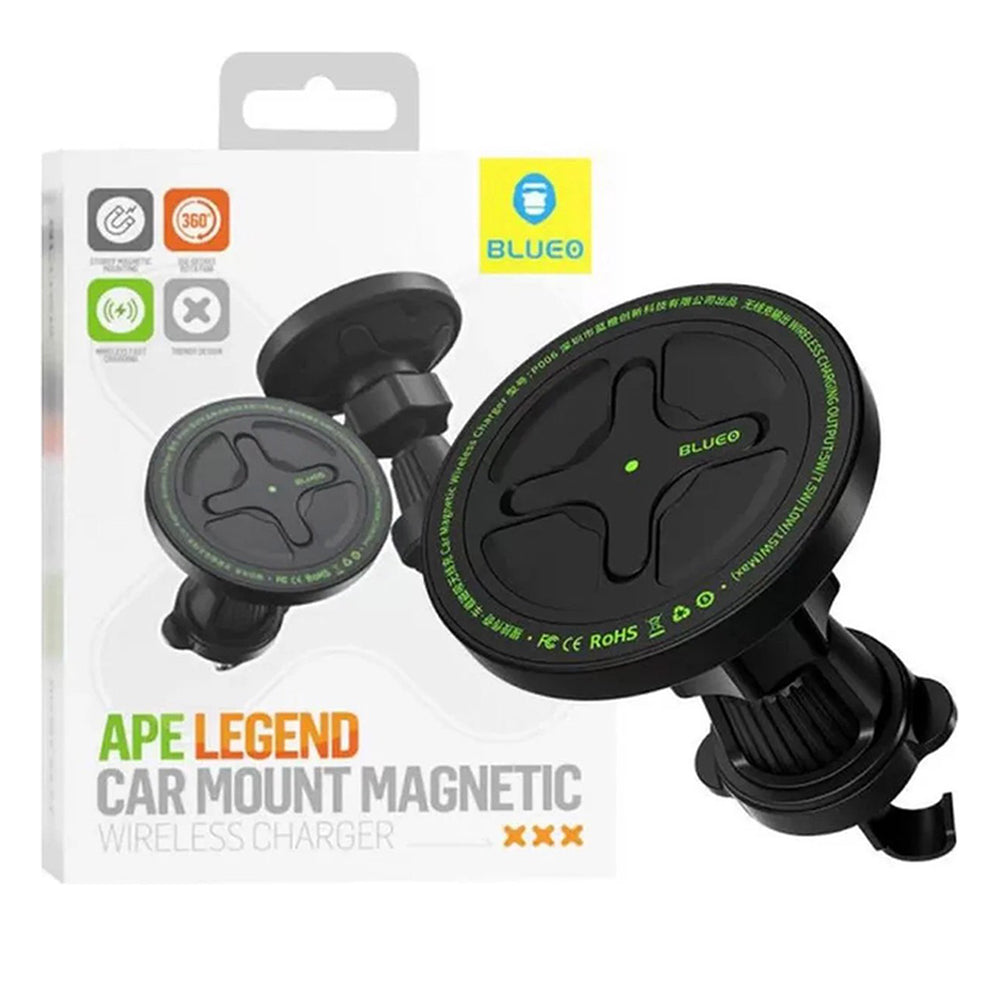 Incarcator Auto Wireless Blueo Ape Legend, 15W, 1.67A, Negru