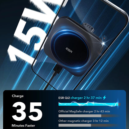 Incarcator Auto Wireless ESR HaloLock Vent, 15W, 1.67A, Negru