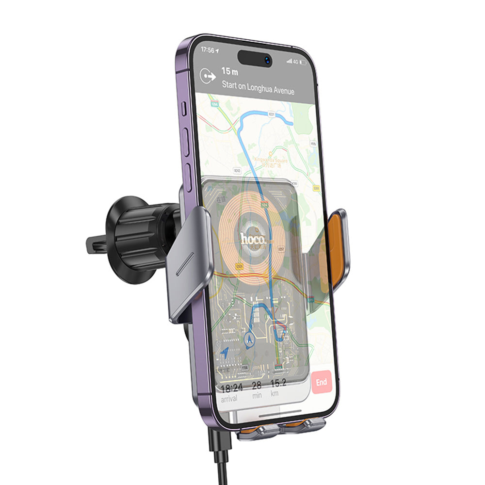 Incarcator Auto Wireless HOCO HW7, 15W, 1.67A, Negru