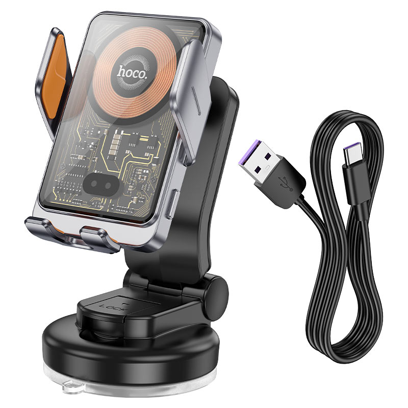 Incarcator Auto Wireless HOCO HW8, 15W, 1.67A, Negru