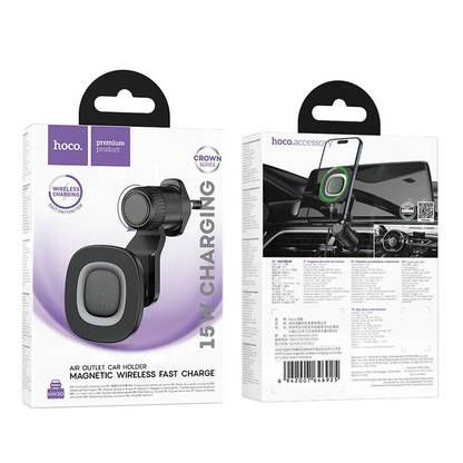 Incarcator Auto Wireless HOCO HW30, 15W, 1.67A, Negru