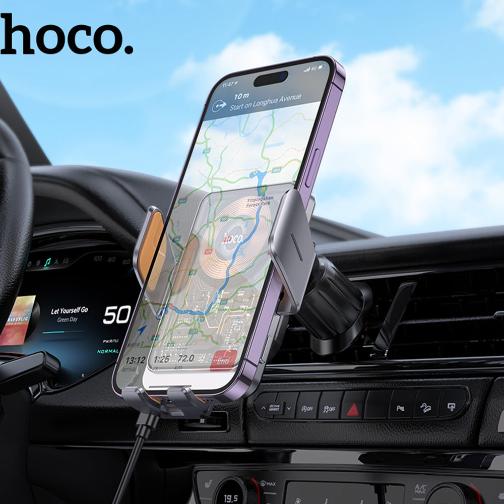 Incarcator Auto Wireless HOCO HW7, 15W, 1.67A, Negru