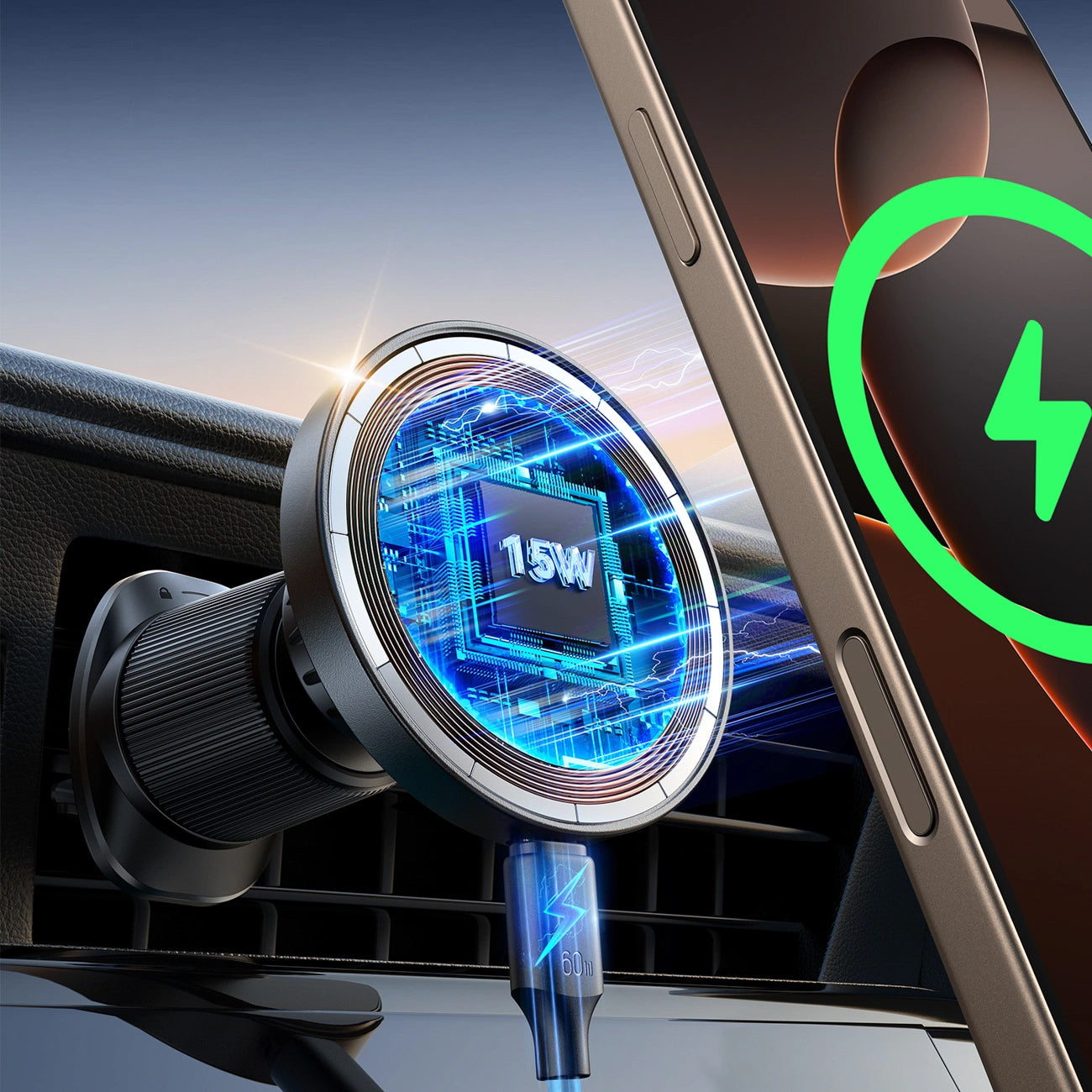 Incarcator Auto Wireless Joyroom JR-ZS502, 15W, 1.67A, Negru