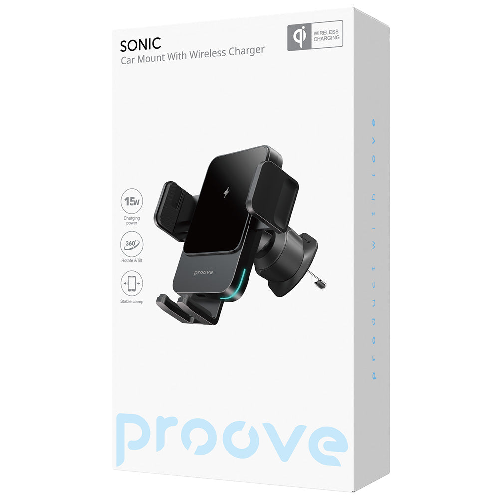 Incarcator Auto Wireless Proove Sonic, 15W, 1.67A, Gri WHSN15002001