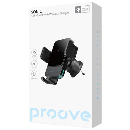 Incarcator Auto Wireless Proove Sonic, 15W, 1.67A, Gri WHSN15002001