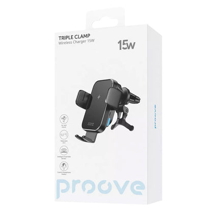 Incarcator Auto Wireless Proove Triple Clamp, 15W, 1.67A, Negru WHTC15010001