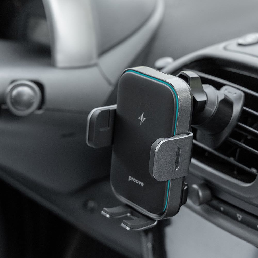 Incarcator Auto Wireless Proove Triple Clamp Pro, 15W, 1.67A, Gri WHTP15010004