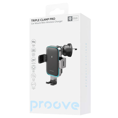 Incarcator Auto Wireless Proove Triple Clamp Pro, 15W, 1.67A, Gri WHTP15010004