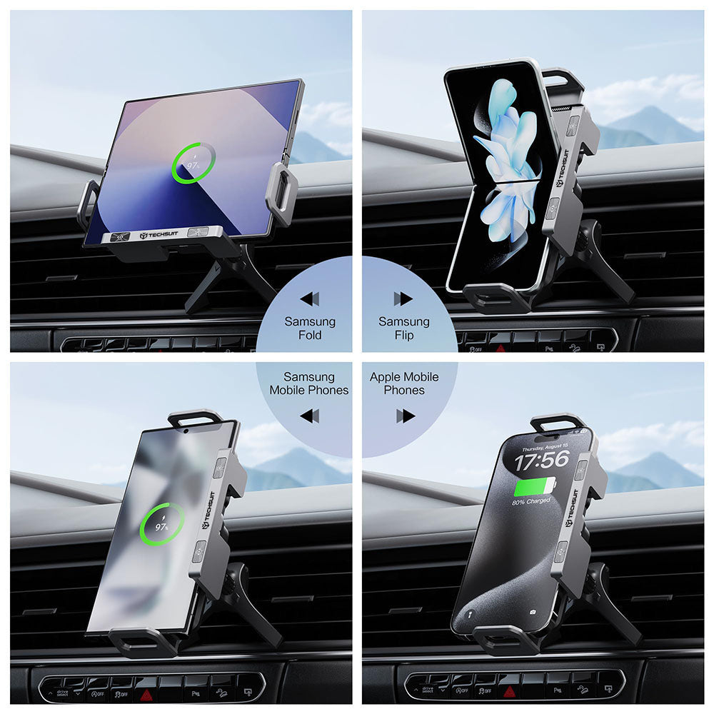 Incarcator Auto Wireless Techsuit SW1 ModoDock, 15W, 1.67A, Negru