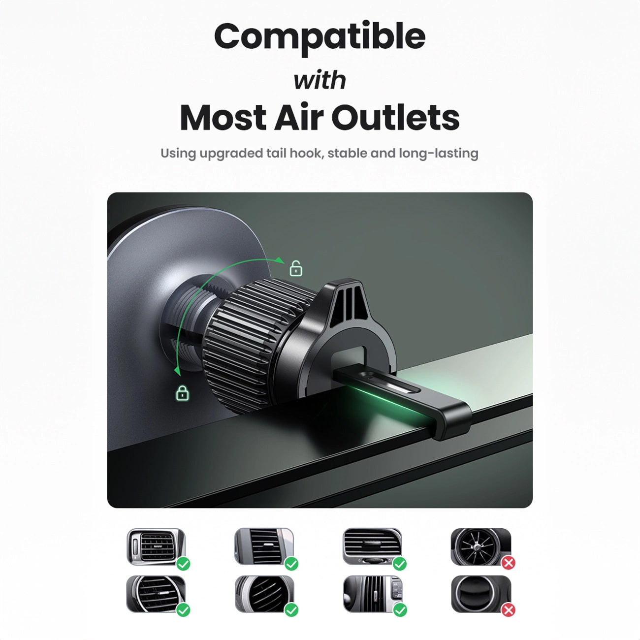 Incarcator Auto Wireless UGREEN CD345 Vent, 15W, 1.67A, Negru