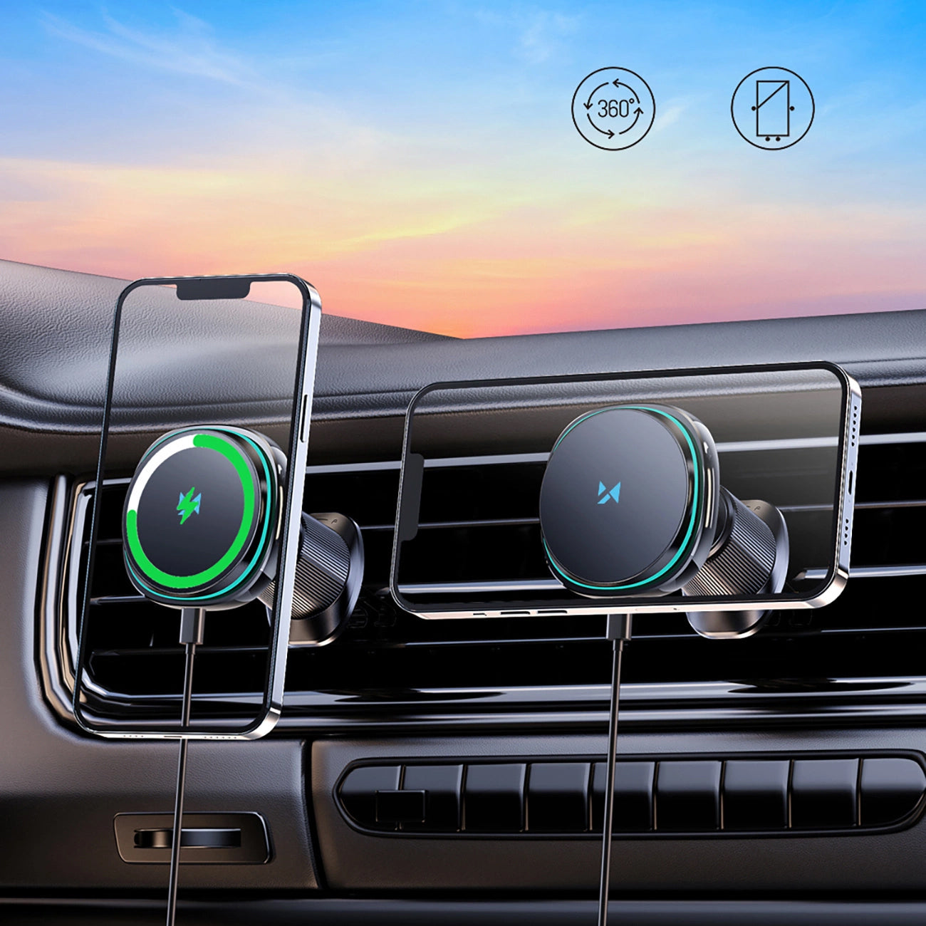 Incarcator Auto Wireless WZK WCT5-Q6S2Y, 15W, 1.67A, Negru