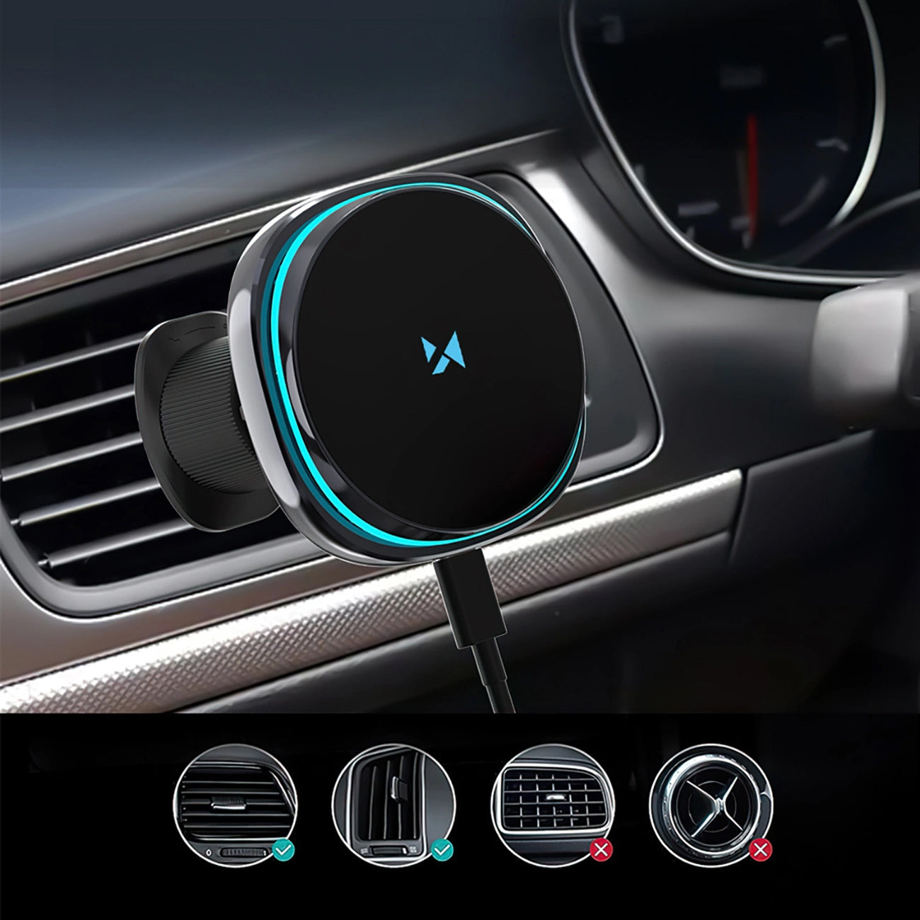 Incarcator Auto Wireless WZK WCT5-Q6S2Y, 15W, 1.67A, Negru