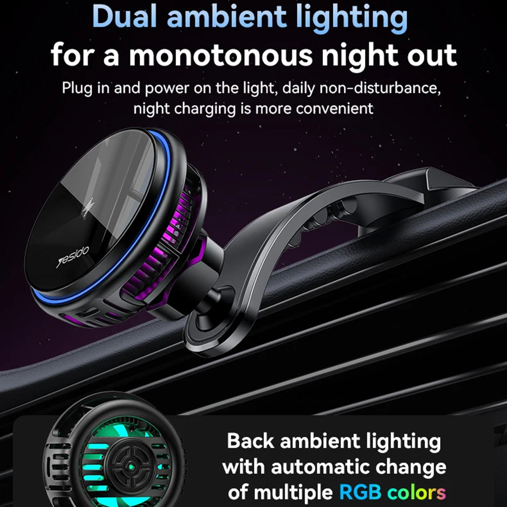 Incarcator Auto Wireless Yesido C311, 15W, 1.67A, Negru