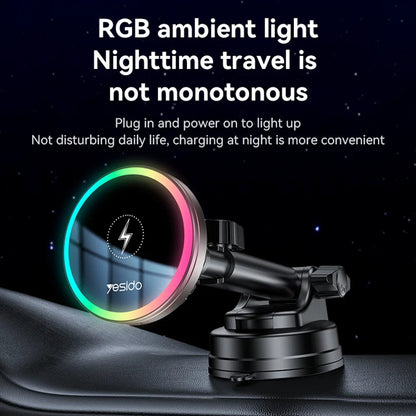 Incarcator Auto Wireless Yesido C315, 15W, 1.67A, Negru