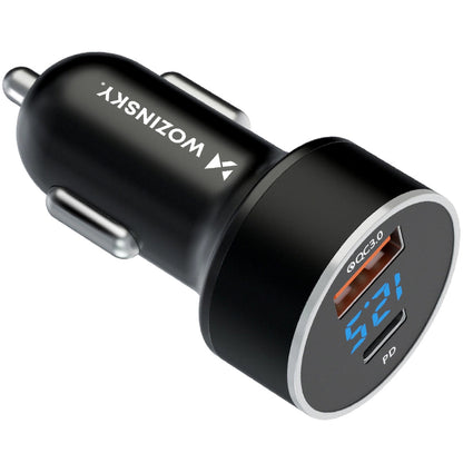 Incarcator Auto WZK WDCCAC, 36W, 3A, 1 x USB-A - 1 x USB-C, Negru