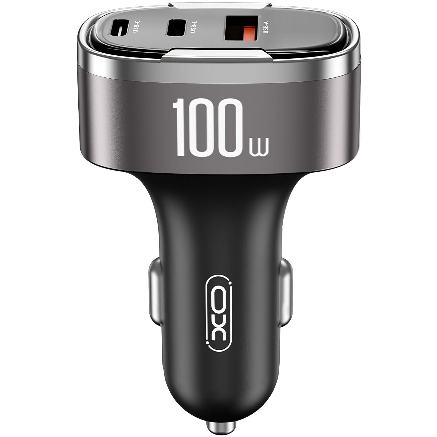 Incarcator Auto XO Design CC61, 100W, 3A, 1 x Lightning - 1 x USB-A - 1 x USB-C, Gri