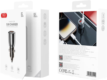 Incarcator Auto XO Design CC58, 95W, 3.25A, 1 x USB-A - 1 x USB-C, Negru