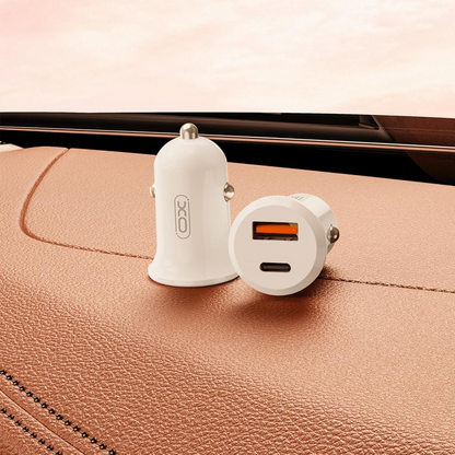 Incarcator Auto XO Design CC69, 30W, 3A, 1 x USB-A - 1 x USB-C, Alb