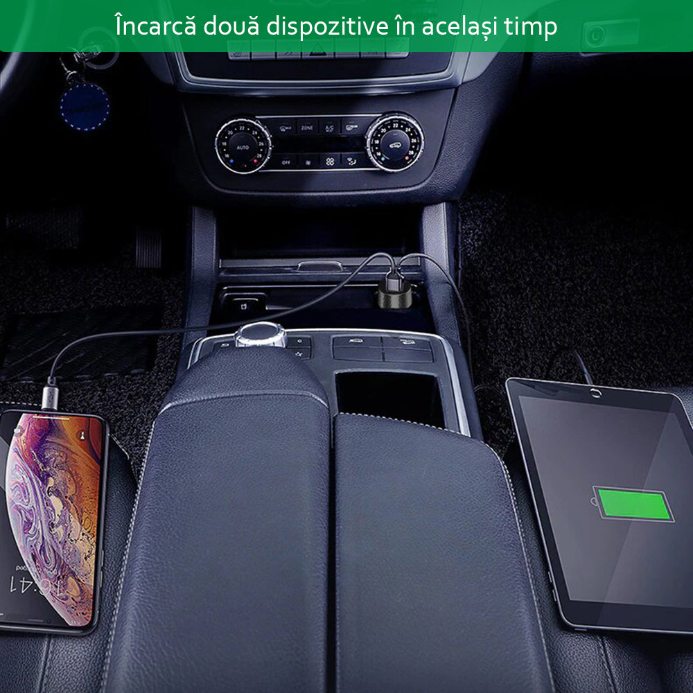 Incarcator Auto Yesido Y31 Display, 18W, 3A, 2 x USB-A, Negru