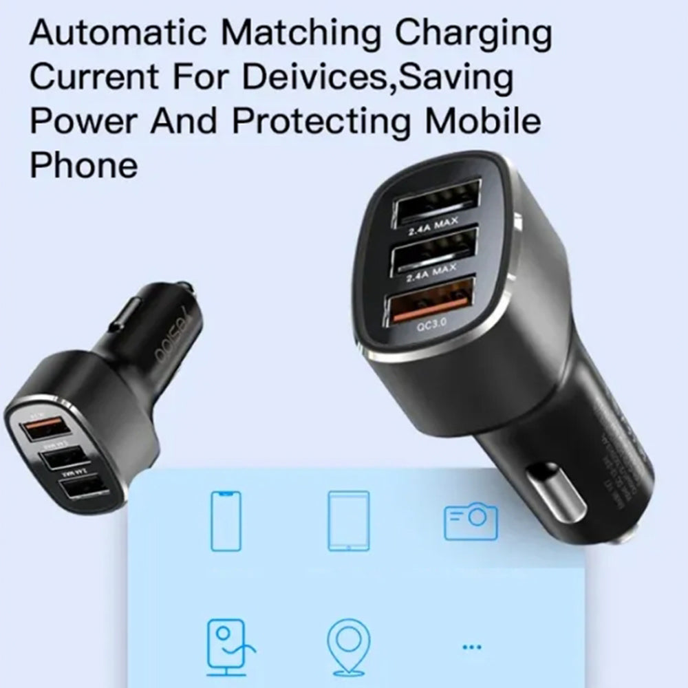 Incarcator Auto Yesido Y46, 42W, 3A, 3 x USB-A, Negru