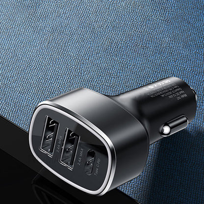 Incarcator Auto Yesido Y47, 49W, 3A, 2 x USB-A - 1 x USB-C, Negru
