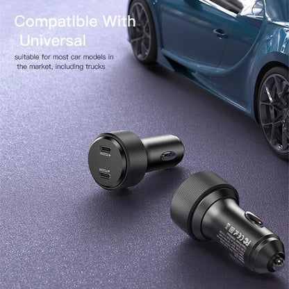 Incarcator Auto Yesido Y48, 60W, 3A, 2 x USB-C, Negru