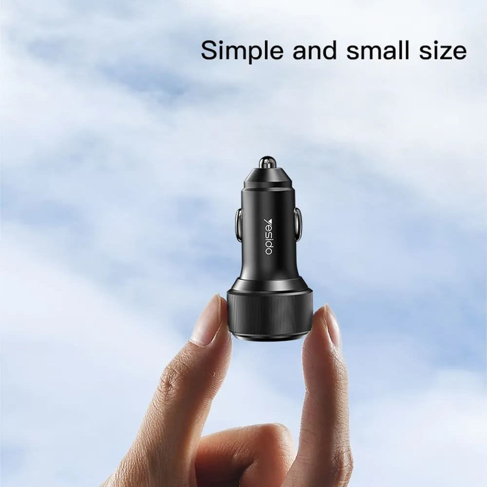 Incarcator Auto Yesido Y48, 60W, 3A, 2 x USB-C, Negru